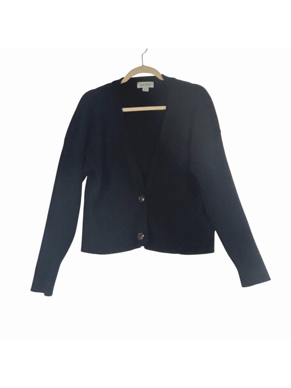 ✨3/$30 Charlie Paige Black Ribbed Button-Up Cardigan L/XL Viscose Blend